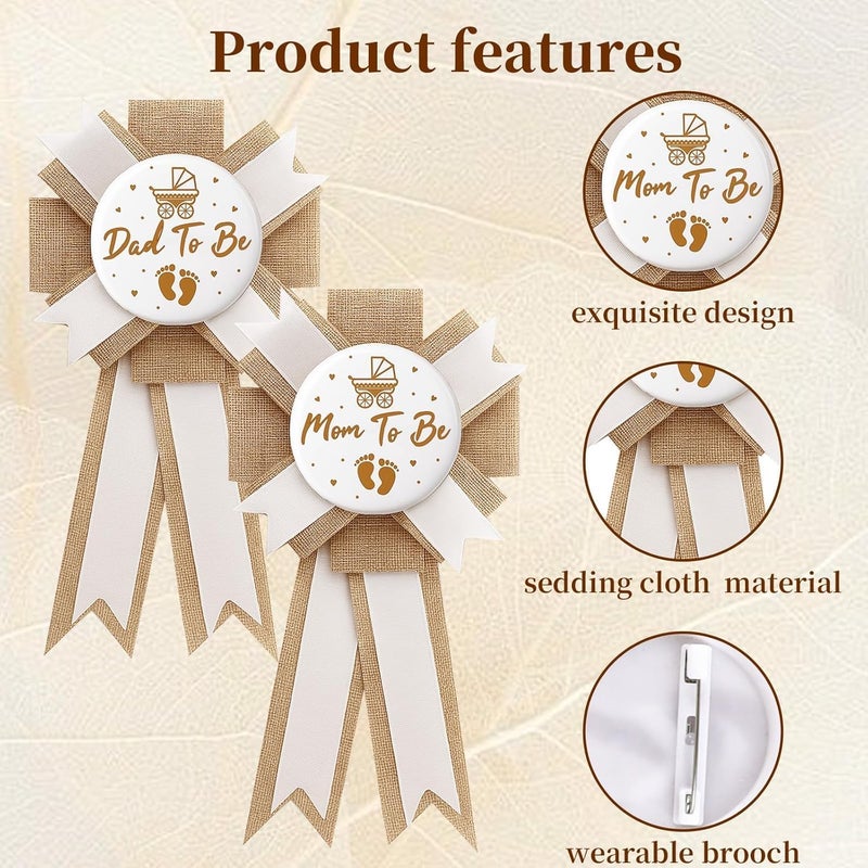 ECNHIVE 3 Pcs Mom-to-be Sashes Set, Moms to Be Sash, Mommy to be, and Dad-to-be Pin, Gender Neutral Baby mommy to be sash for baby shower - Image 3